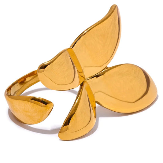 Anillo abierto con mariposa grande